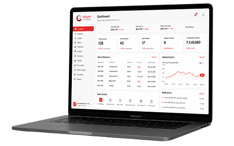 Eksper Metal customer portal dashboard preview